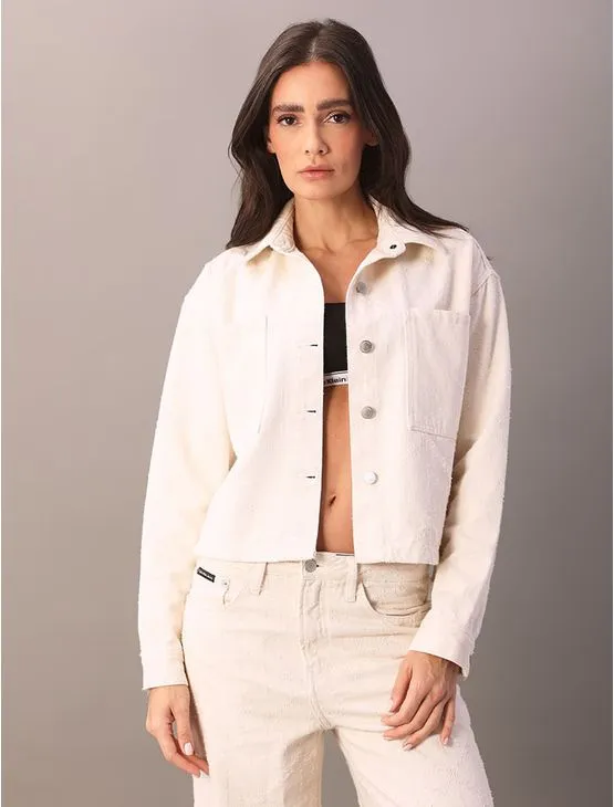 Overshirt Color Feminino Estampa a Laser - Off White Overshirt Color Feminino Estampa a Laser Off White Gg