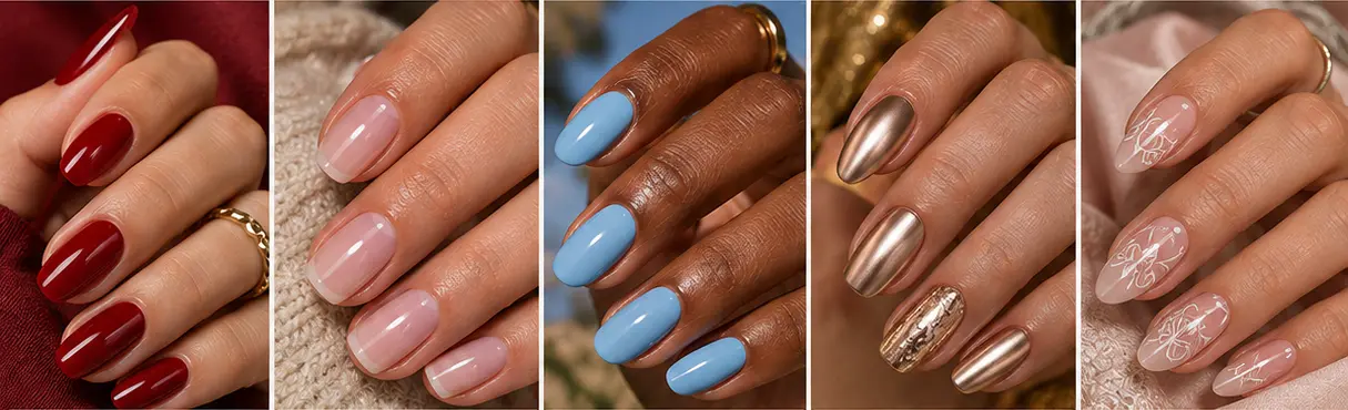 Ilustração editorial de manicure e detalhes de unhas.
